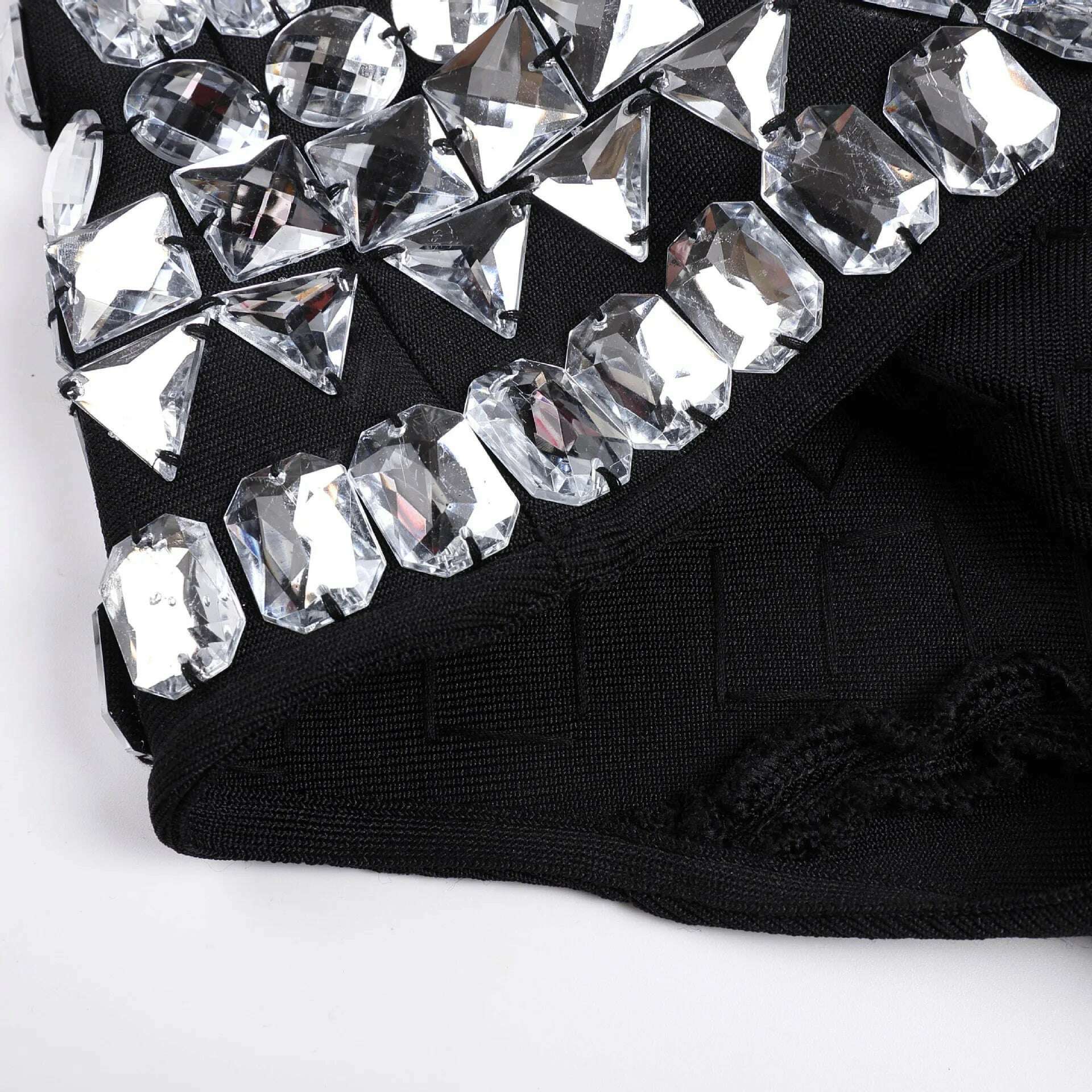 High Quality Black Color Women Sexy Big Crystal Bodycon Mini Shorts Celebrate Nightclub Party Bar Dancer Wear High Quality - KIMLUD