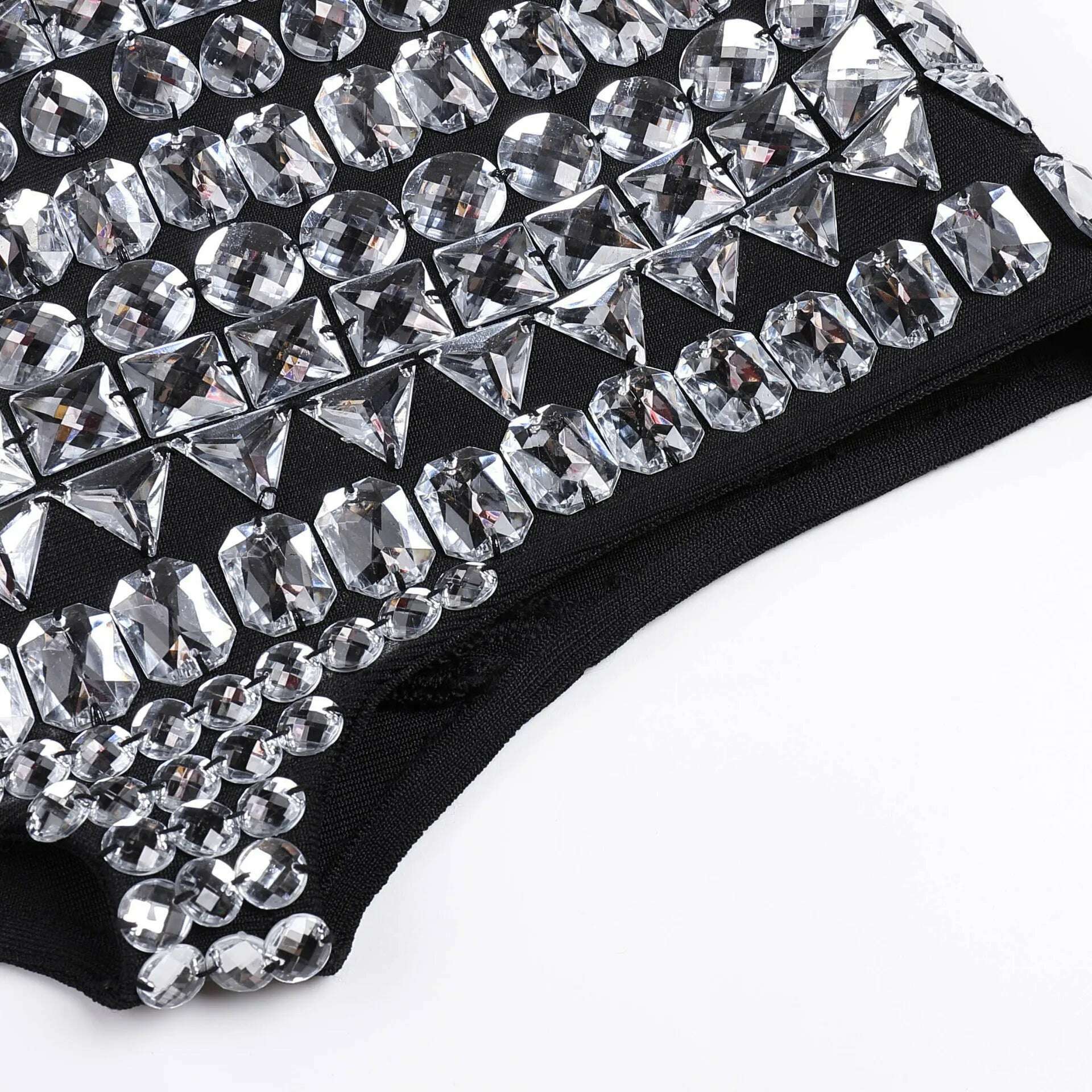 High Quality Black Color Women Sexy Big Crystal Bodycon Mini Shorts Celebrate Nightclub Party Bar Dancer Wear High Quality - KIMLUD