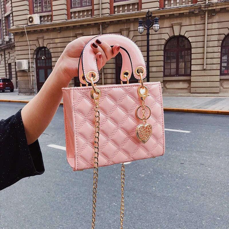 KIMLUD, High Quality Women Shoulder Bag Handbag Clutch Diamond Stripe Chain Crossbody Bag Female Travel Hand Purse, KIMLUD Womens Clothes