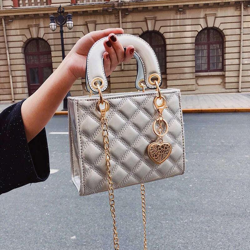 KIMLUD, High Quality Women Shoulder Bag Handbag Clutch Diamond Stripe Chain Crossbody Bag Female Travel Hand Purse, KIMLUD Womens Clothes