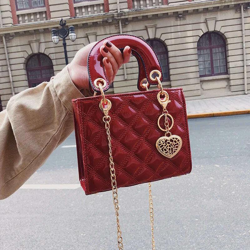 KIMLUD, High Quality Women Shoulder Bag Handbag Clutch Diamond Stripe Chain Crossbody Bag Female Travel Hand Purse, KIMLUD Womens Clothes