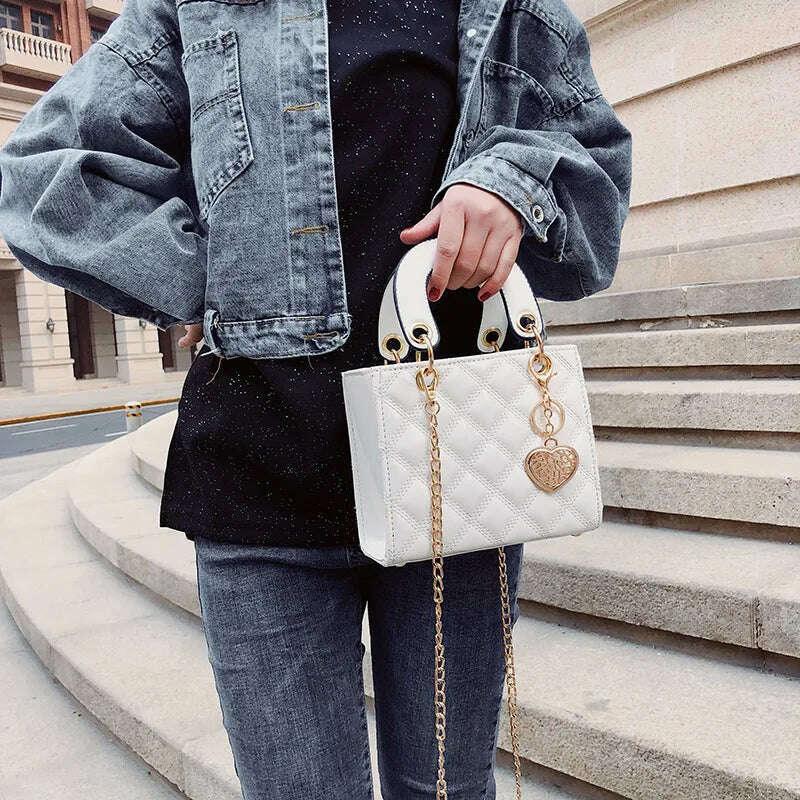 KIMLUD, High Quality Women Shoulder Bag Handbag Clutch Diamond Stripe Chain Crossbody Bag Female Travel Hand Purse, KIMLUD Womens Clothes