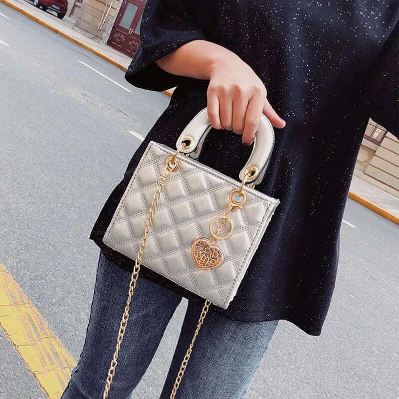 KIMLUD, High Quality Women Shoulder Bag Handbag Clutch Diamond Stripe Chain Crossbody Bag Female Travel Hand Purse, KIMLUD Womens Clothes