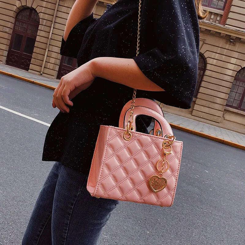 KIMLUD, High Quality Women Shoulder Bag Handbag Clutch Diamond Stripe Chain Crossbody Bag Female Travel Hand Purse, KIMLUD Womens Clothes