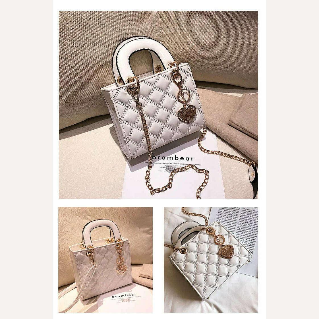 KIMLUD, High Quality Women Shoulder Bag Handbag Clutch Diamond Stripe Chain Crossbody Bag Female Travel Hand Purse, KIMLUD Womens Clothes