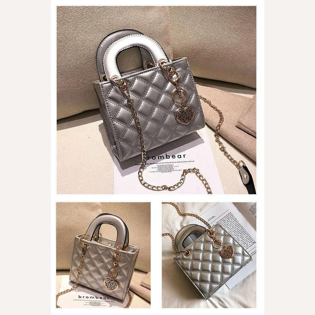 KIMLUD, High Quality Women Shoulder Bag Handbag Clutch Diamond Stripe Chain Crossbody Bag Female Travel Hand Purse, KIMLUD Womens Clothes