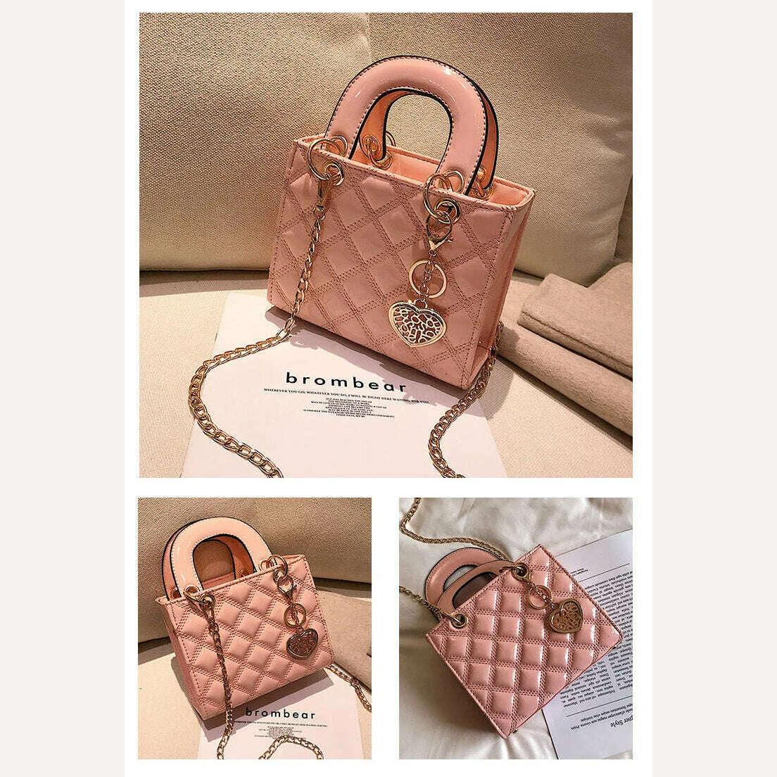 KIMLUD, High Quality Women Shoulder Bag Handbag Clutch Diamond Stripe Chain Crossbody Bag Female Travel Hand Purse, KIMLUD Womens Clothes