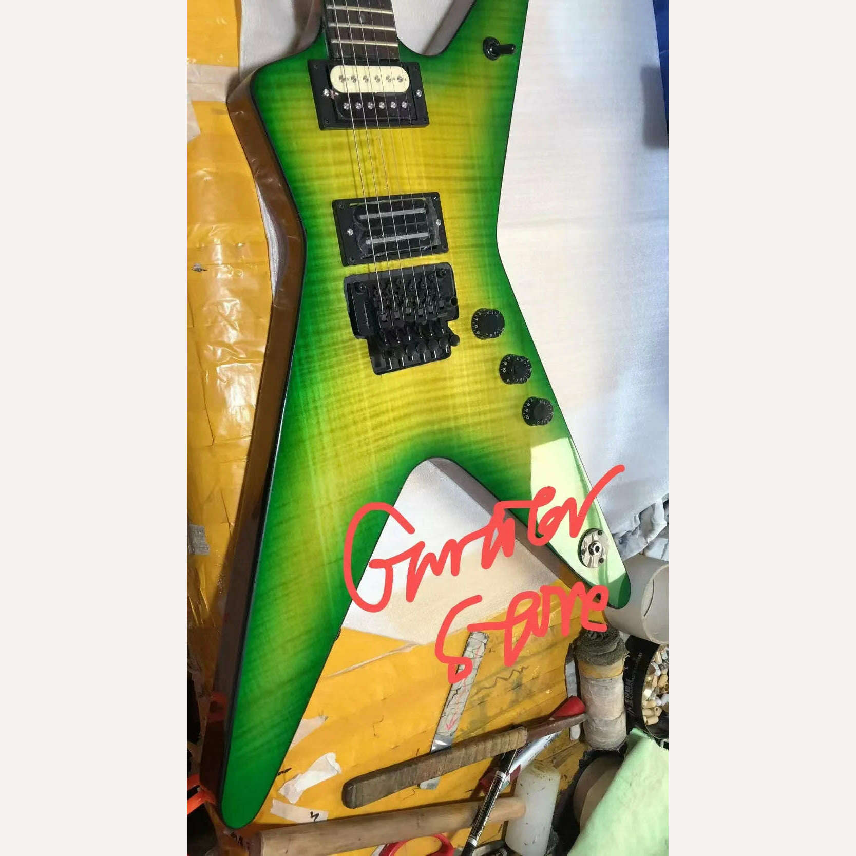 KIMLUD, High Quality Dime Bag Electric Guitar A Flame Maple Top Black Hardware Glossy Finish Free Delivery, Unfinished Guitar / 43 inches, KIMLUD APPAREL - Womens Clothes