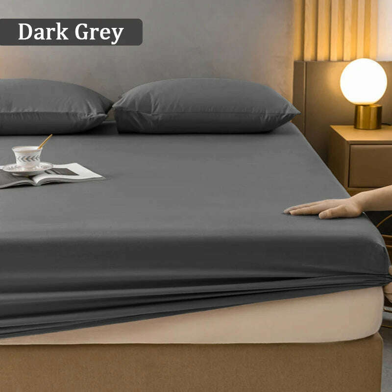 KIMLUD, High Quality Fitted Sheet Single Double King Queen Size Mattress Cover With Elastic Band Bed Sheet 90/120/150/180 Fit Sheet, Dark Grey / 90X200X38cm1pc, KIMLUD APPAREL - Womens Clothes