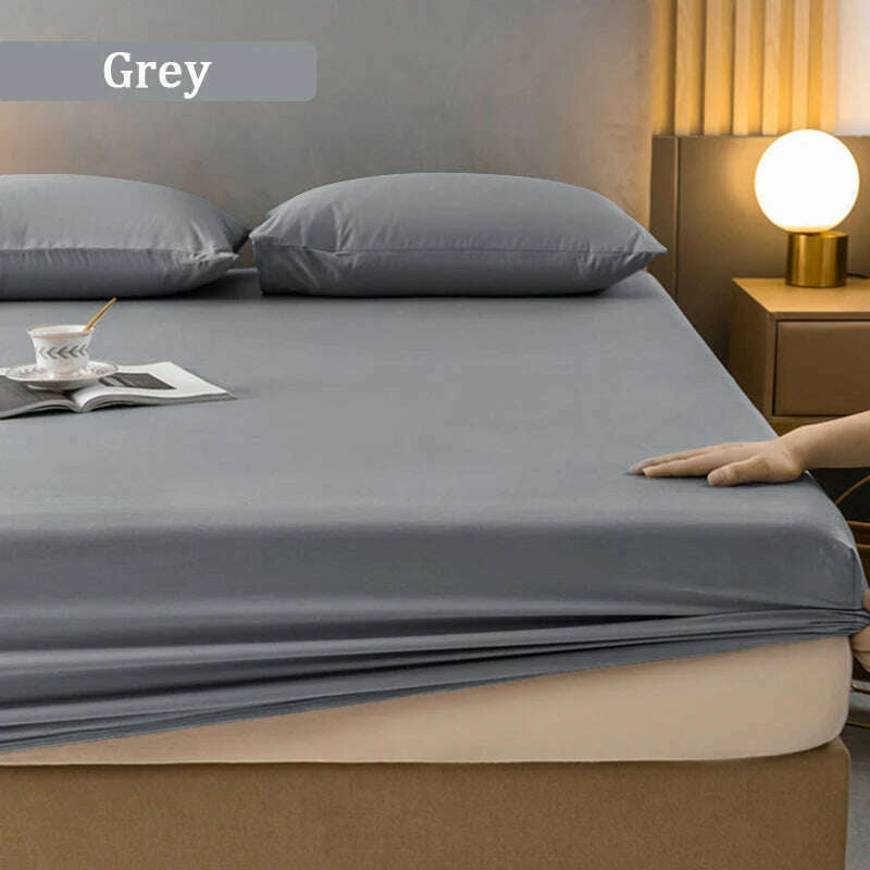 KIMLUD, High Quality Fitted Sheet Single Double King Queen Size Mattress Cover With Elastic Band Bed Sheet 90/120/150/180 Fit Sheet, Grey / only 2pc pillowcases, KIMLUD APPAREL - Womens Clothes
