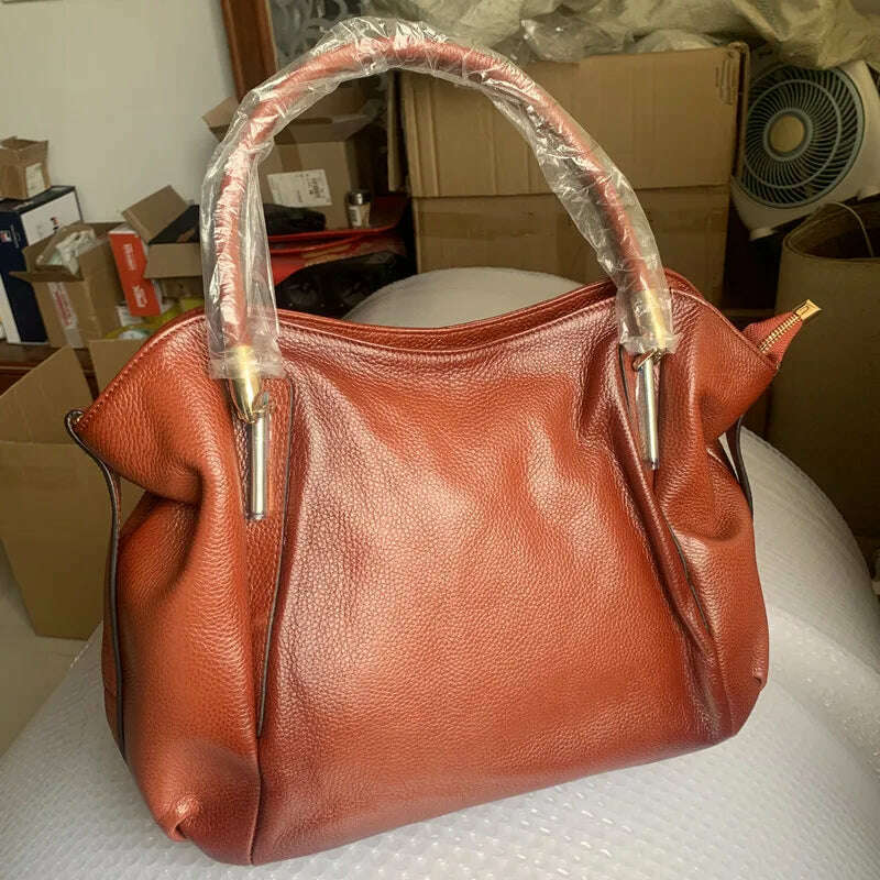 KIMLUD, High Quality Genuine Leather Handbags Tote Shoulder Bag For Women Satchel Designer Purse Top Handle Crossbody Bag Large Capacity, KIMLUD Womens Clothes