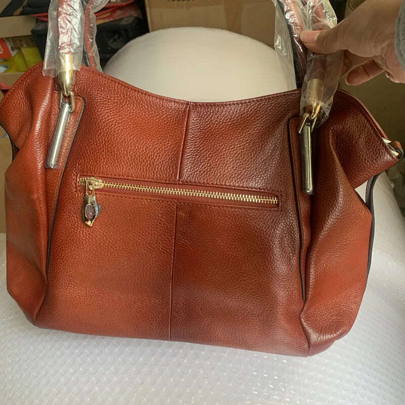 KIMLUD, High Quality Genuine Leather Handbags Tote Shoulder Bag For Women Satchel Designer Purse Top Handle Crossbody Bag Large Capacity, KIMLUD Womens Clothes