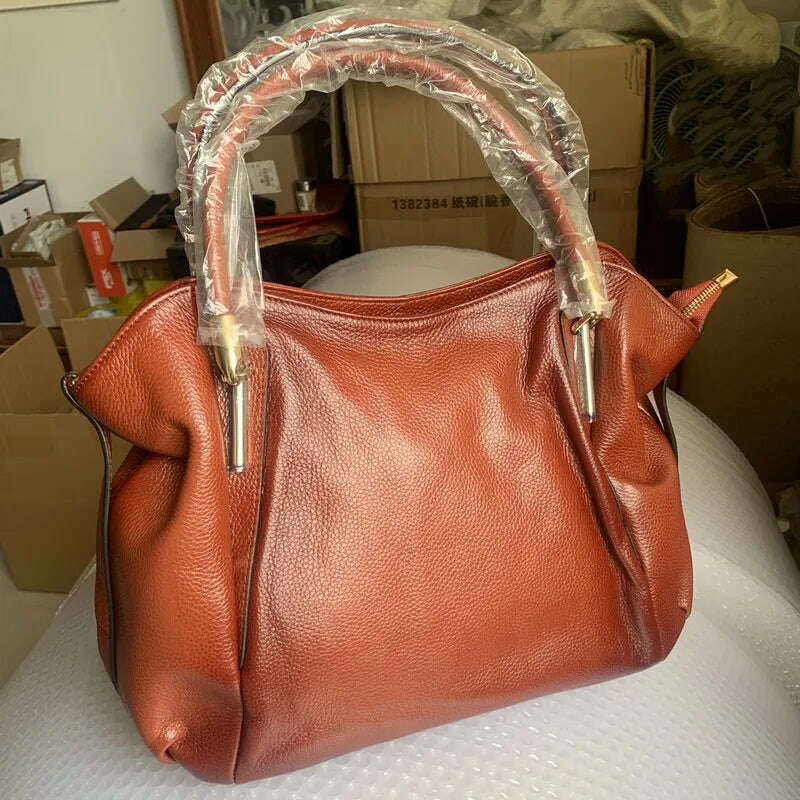 KIMLUD, High Quality Genuine Leather Handbags Tote Shoulder Bag For Women Satchel Designer Purse Top Handle Crossbody Bag Large Capacity, Burgundy / CHINA, KIMLUD APPAREL - Womens Clothes