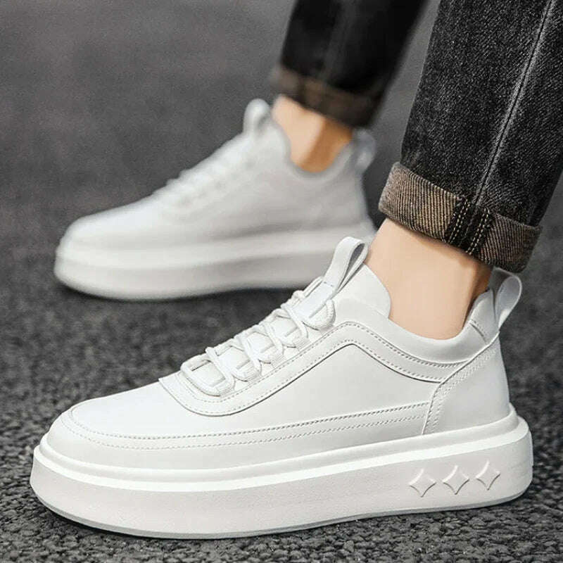 KIMLUD, High Quality Men Sports Shoes Pu Leather Platform Casual Shoes for Men Fashion Comfortable Tennis Shoe Male Vulcanized Shoes, KIMLUD Womens Clothes