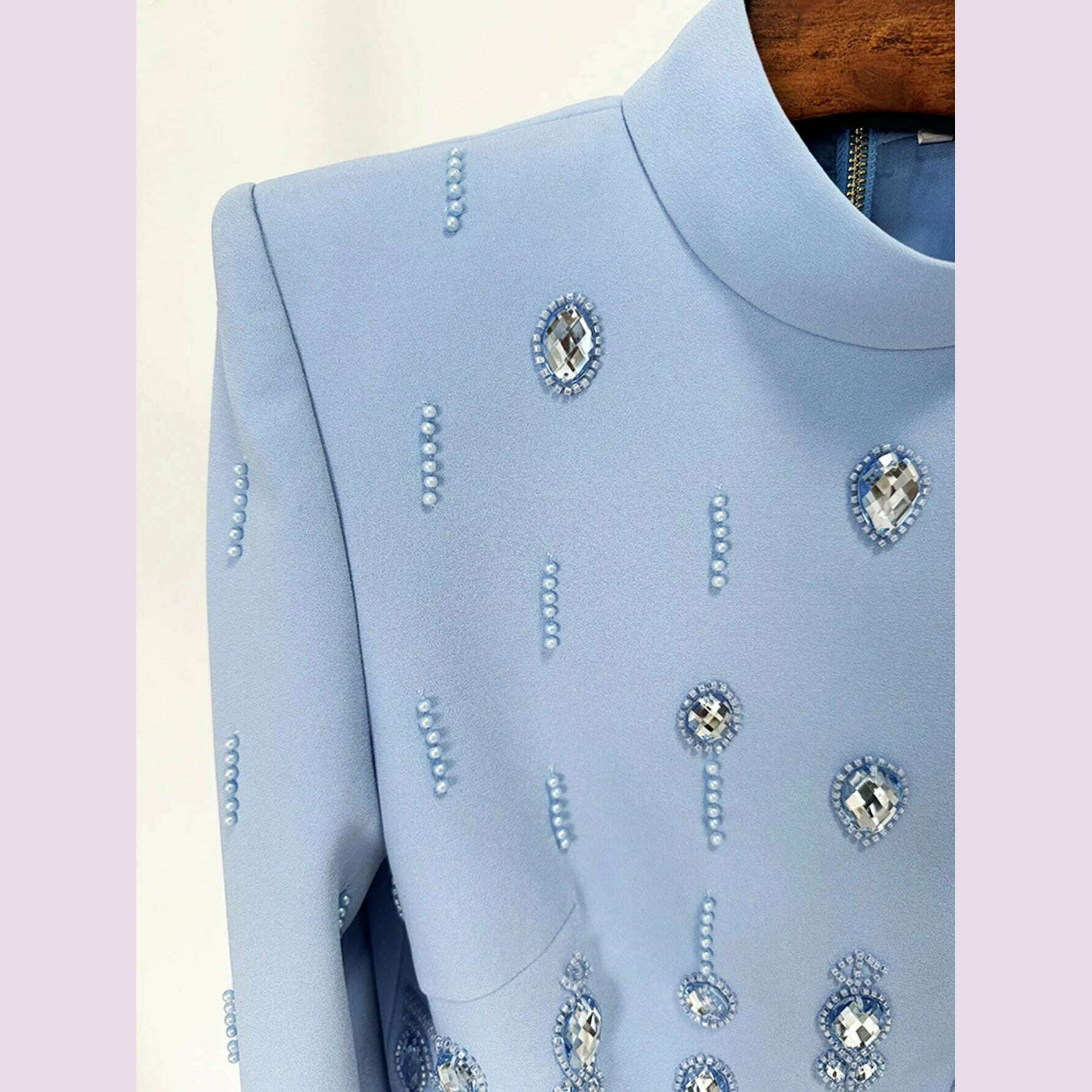 KIMLUD, High Quality New Fashion Women's Heavy Industry Crystal Beads Slim Fit Yellow Set Sexy Short Top+Dress Party 2 Two Piece Set, KIMLUD Womens Clothes