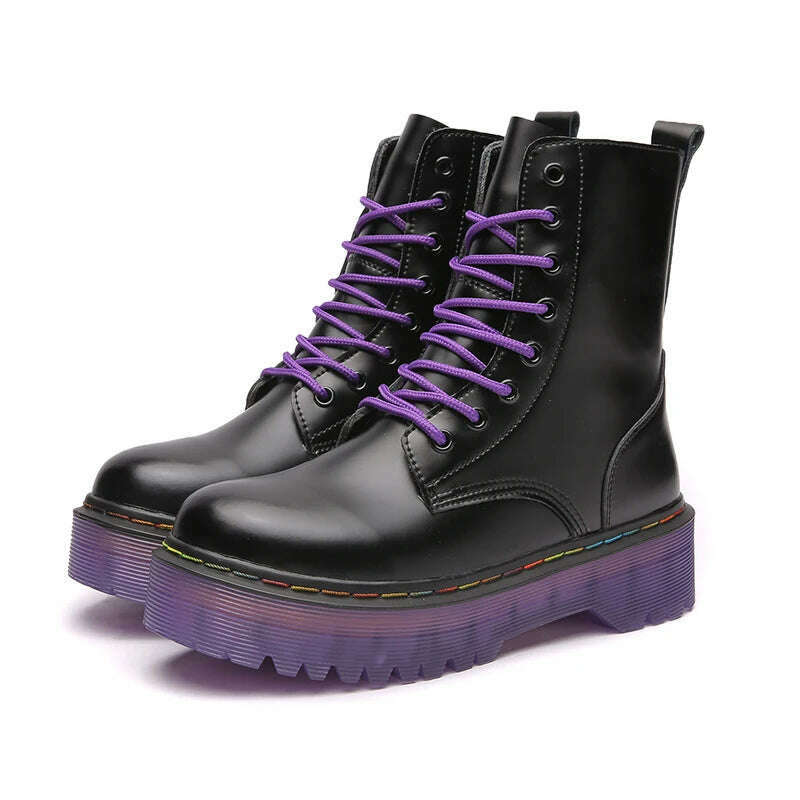 KIMLUD, High Quality Platform Boots Women Shoes Autumn Winter Lace-up Zipper Black Ankle Boots Punk Shoes Thick Bottom Motorcycle Boots, black / 35, KIMLUD APPAREL - Womens Clothes