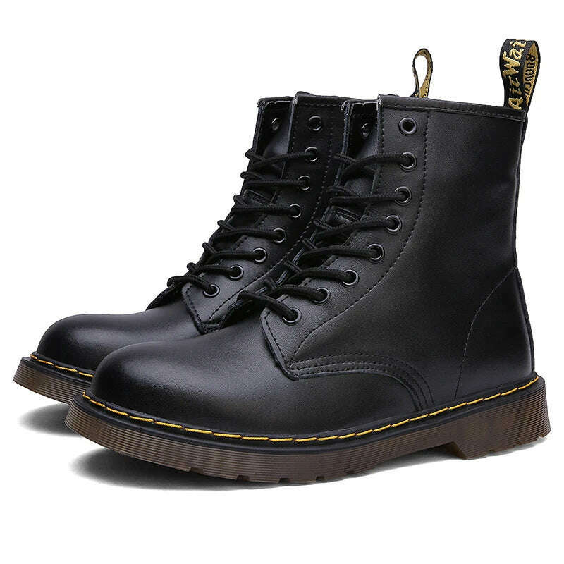 KIMLUD, High Quality Platform Boots Women Shoes Autumn Winter Lace-up Zipper Black Ankle Boots Punk Shoes Thick Bottom Motorcycle Boots, black 1 / 35, KIMLUD APPAREL - Womens Clothes