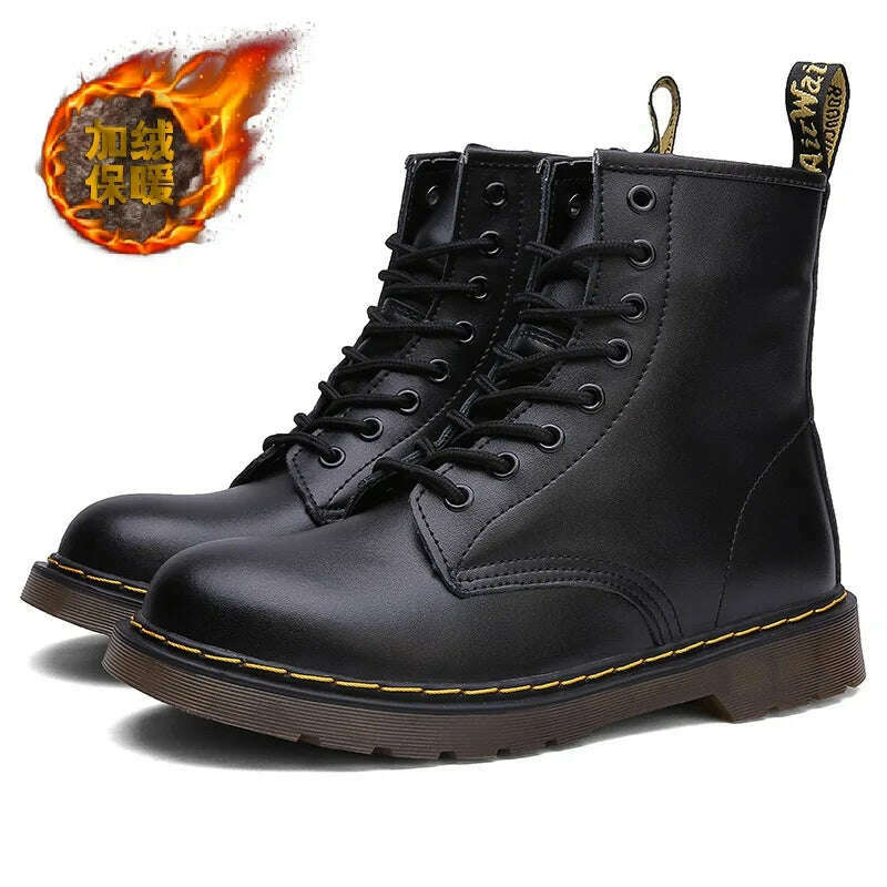 KIMLUD, High Quality Platform Boots Women Shoes Autumn Winter Lace-up Zipper Black Ankle Boots Punk Shoes Thick Bottom Motorcycle Boots, KIMLUD Womens Clothes