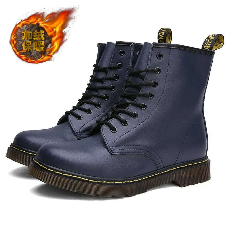 KIMLUD, High Quality Platform Boots Women Shoes Autumn Winter Lace-up Zipper Black Ankle Boots Punk Shoes Thick Bottom Motorcycle Boots, KIMLUD Womens Clothes