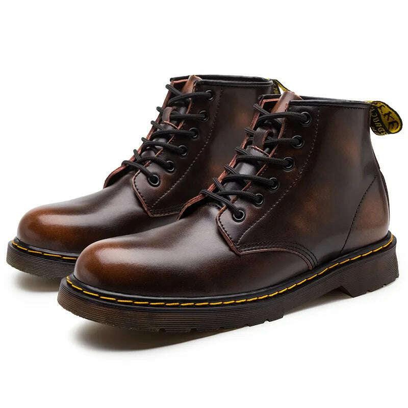 KIMLUD, High Quality Platform Boots Women Shoes Autumn Winter Lace-up Zipper Black Ankle Boots Punk Shoes Thick Bottom Motorcycle Boots, KIMLUD Womens Clothes
