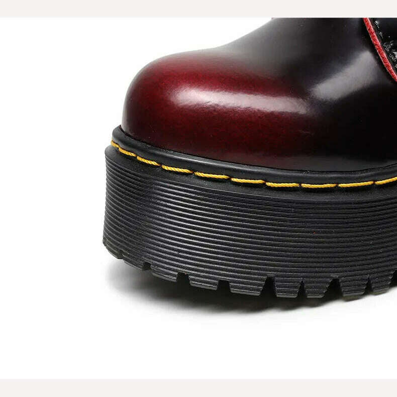KIMLUD, High Quality Platform Boots Women Shoes Autumn Winter Lace-up Zipper Black Ankle Boots Punk Shoes Thick Bottom Motorcycle Boots, KIMLUD Womens Clothes