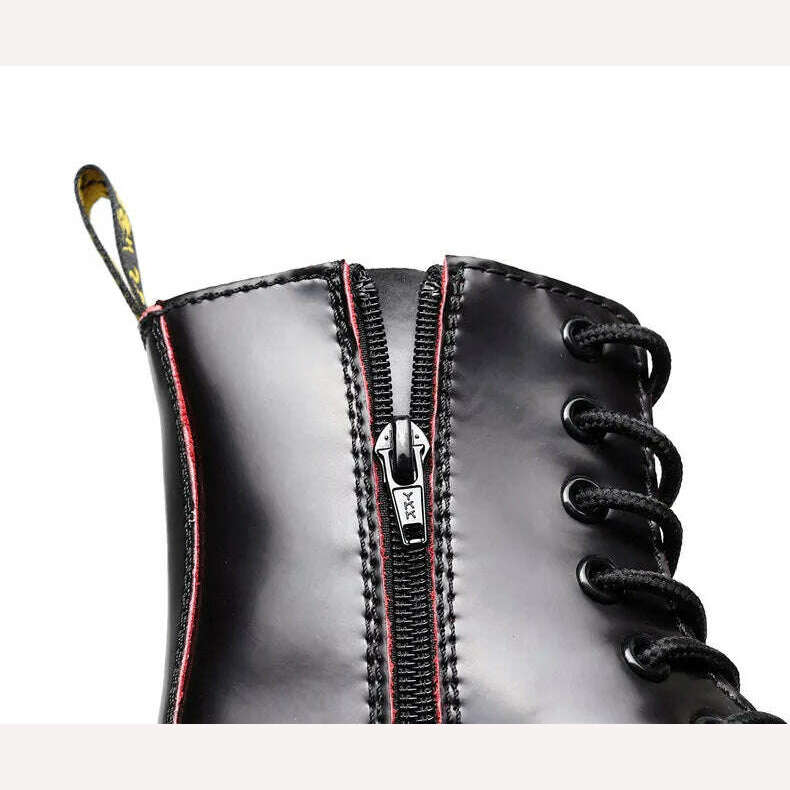 KIMLUD, High Quality Platform Boots Women Shoes Autumn Winter Lace-up Zipper Black Ankle Boots Punk Shoes Thick Bottom Motorcycle Boots, KIMLUD Womens Clothes