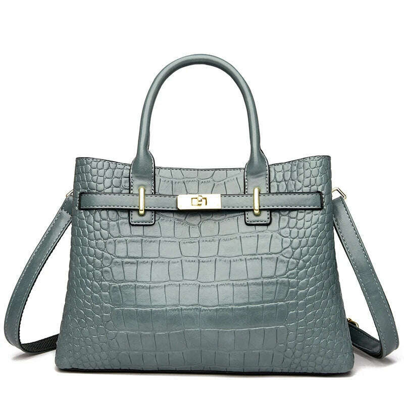 KIMLUD, High Quality Soft Leather Shoulder Crossbody Bags For Women Luxury Designer Handbag Brand Stylish Crocodile Print Vintage Bag, Green, KIMLUD APPAREL - Womens Clothes