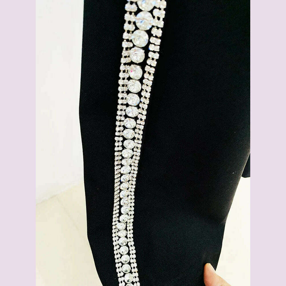 KIMLUD, HIGH STREET Newest 2024 Designer Jacket Women's Diamonds Crystal Beaded Blazer Straight Pants, KIMLUD Womens Clothes