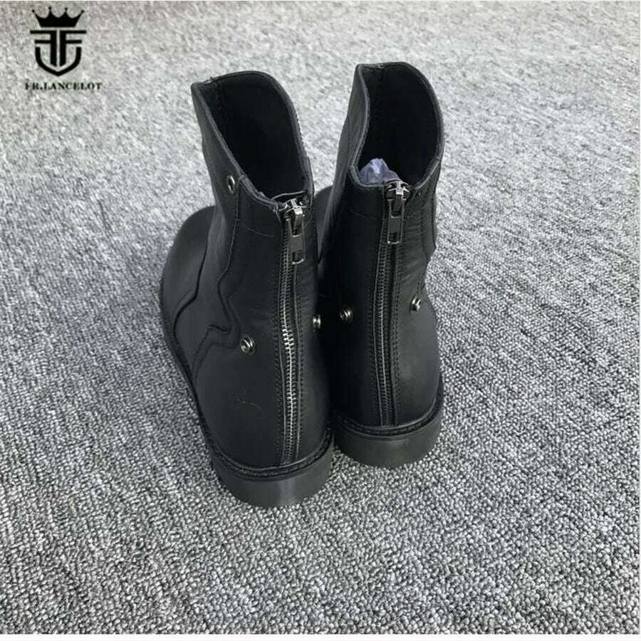 KIMLUD, High Top England Genuine Leather Knight Cowboy Boots New Zip Warm Plush Men Outdoor Winter Martin Boots, KIMLUD Womens Clothes