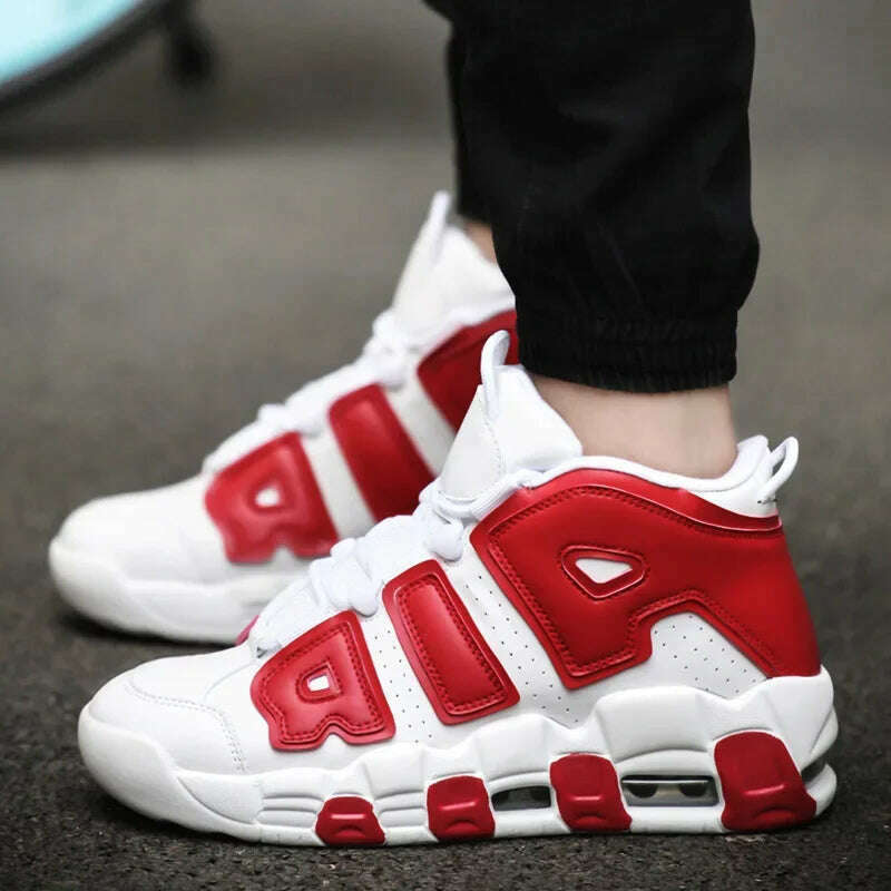 KIMLUD, High Top Running Shoes 2023 Men Sneakers AIR Casual Sprots Basketball Shoes Field Fashion Couple Tennis Shoes for Men and Women, white red / 45, KIMLUD APPAREL - Womens Clothes