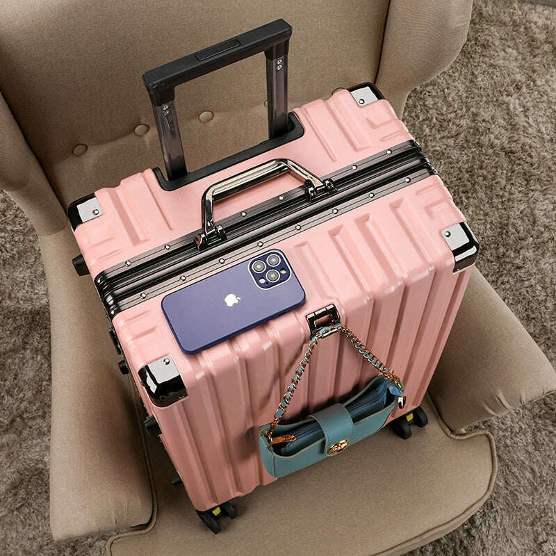 KIMLUD, High-value student rolling luggage men women fashion new trolley suitcase carry on large-capacity silent travel boarding case, Pink / 30Inches 750mm, KIMLUD APPAREL - Womens Clothes