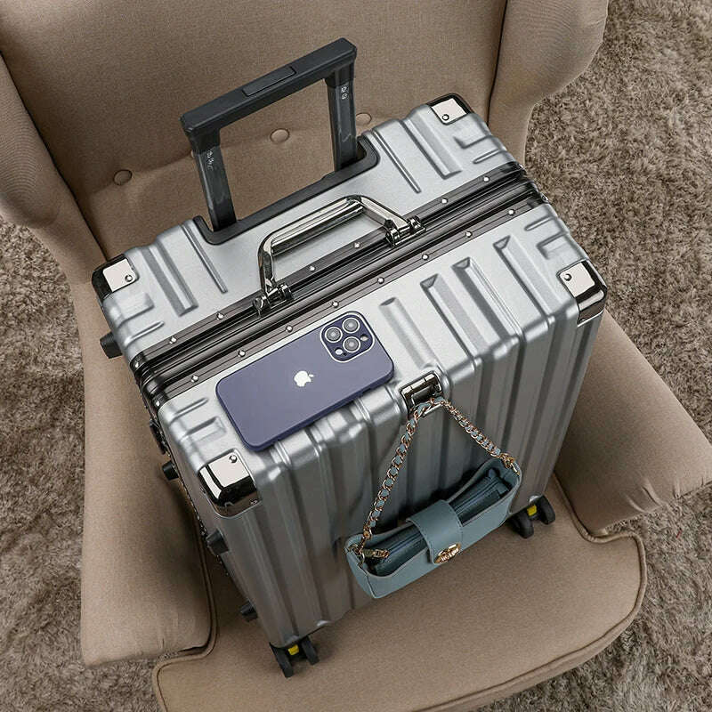 KIMLUD, High-value student rolling luggage men women fashion new trolley suitcase carry on large-capacity silent travel boarding case, Gray / 22Inches 550mm, KIMLUD APPAREL - Womens Clothes