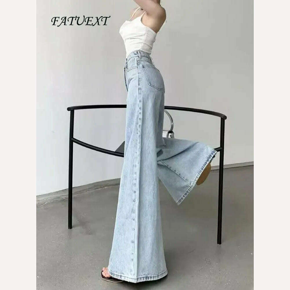 KIMLUD, High Waist Flare Jeans for Women Vintage Fashion Baggy Pants High Street Loose Wide Leg Denim Trousers Office Ladies Casual Jean, KIMLUD Womens Clothes