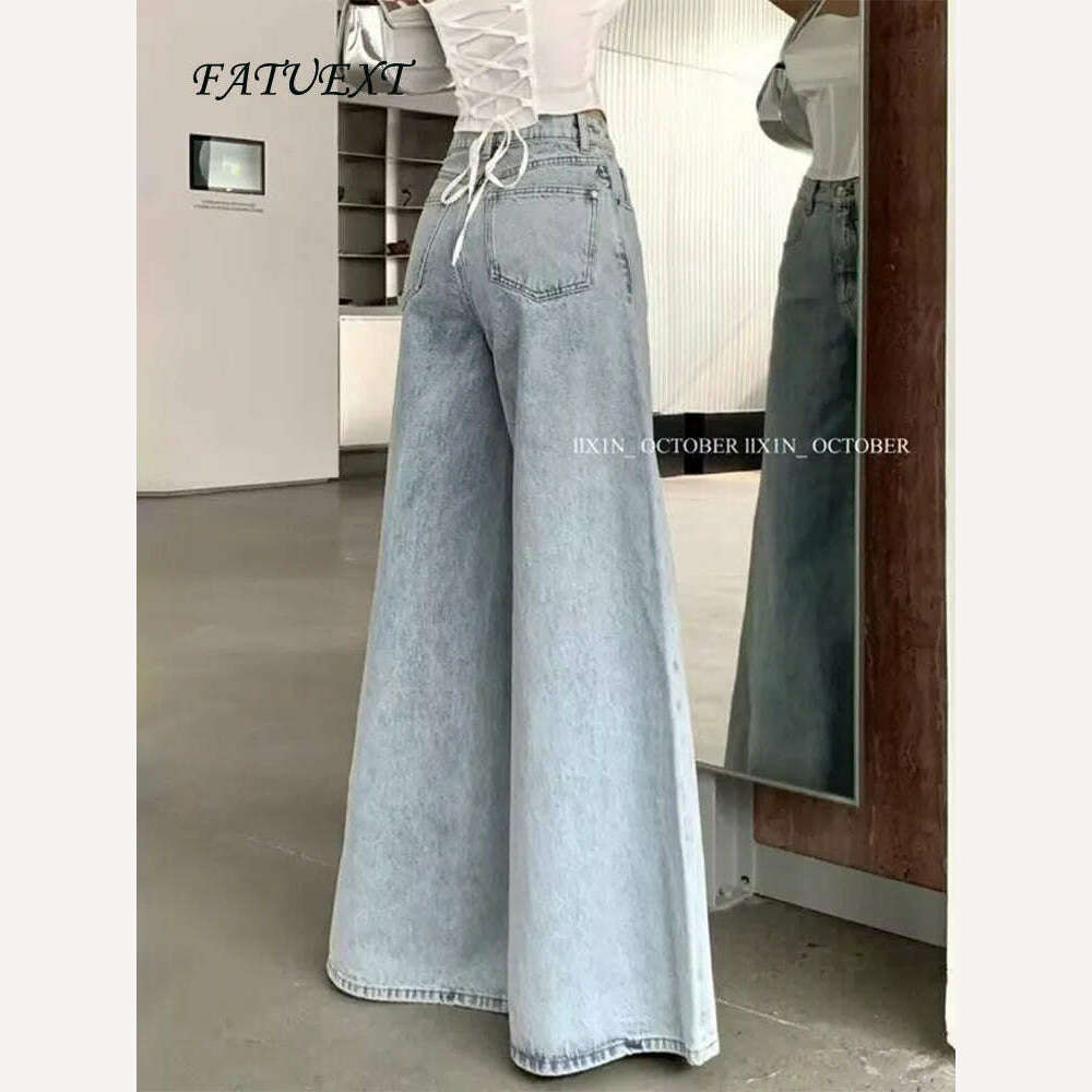 KIMLUD, High Waist Flare Jeans for Women Vintage Fashion Baggy Pants High Street Loose Wide Leg Denim Trousers Office Ladies Casual Jean, KIMLUD Womens Clothes