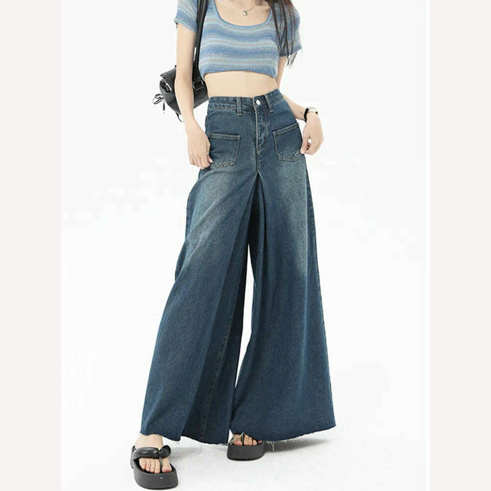 KIMLUD, High Waist Flare Jeans for Women Vintage Fashion Baggy Pants High Street Loose Wide Leg Denim Trousers Office Ladies Casual Jean, KIMLUD Womens Clothes