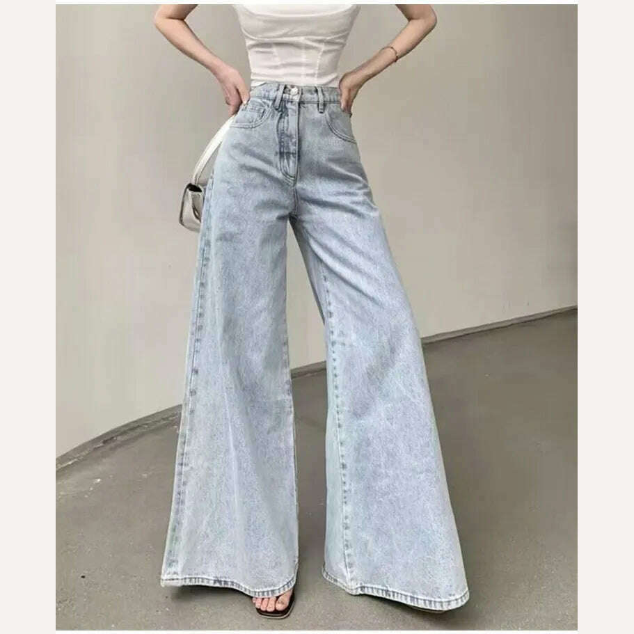 KIMLUD, High Waist Flare Jeans for Women Vintage Fashion Baggy Pants High Street Loose Wide Leg Denim Trousers Office Ladies Casual Jean, KIMLUD Womens Clothes