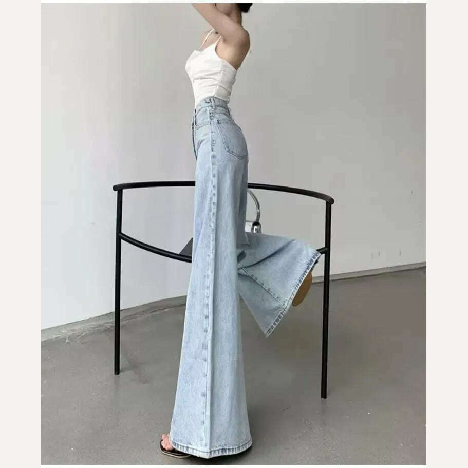 KIMLUD, High Waist Flare Jeans for Women Vintage Fashion Baggy Pants High Street Loose Wide Leg Denim Trousers Office Ladies Casual Jean, KIMLUD Womens Clothes