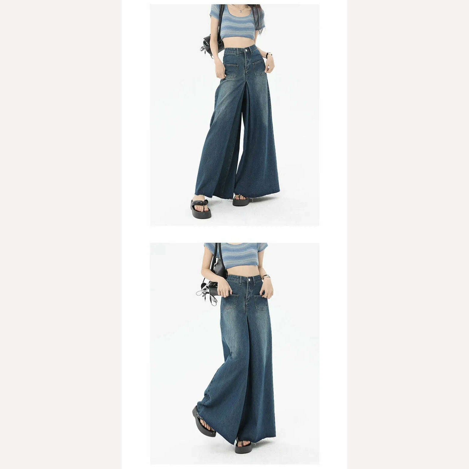 KIMLUD, High Waist Flare Jeans for Women Vintage Fashion Baggy Pants High Street Loose Wide Leg Denim Trousers Office Ladies Casual Jean, KIMLUD Womens Clothes
