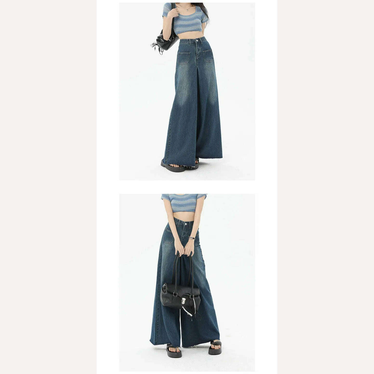 KIMLUD, High Waist Flare Jeans for Women Vintage Fashion Baggy Pants High Street Loose Wide Leg Denim Trousers Office Ladies Casual Jean, KIMLUD Womens Clothes