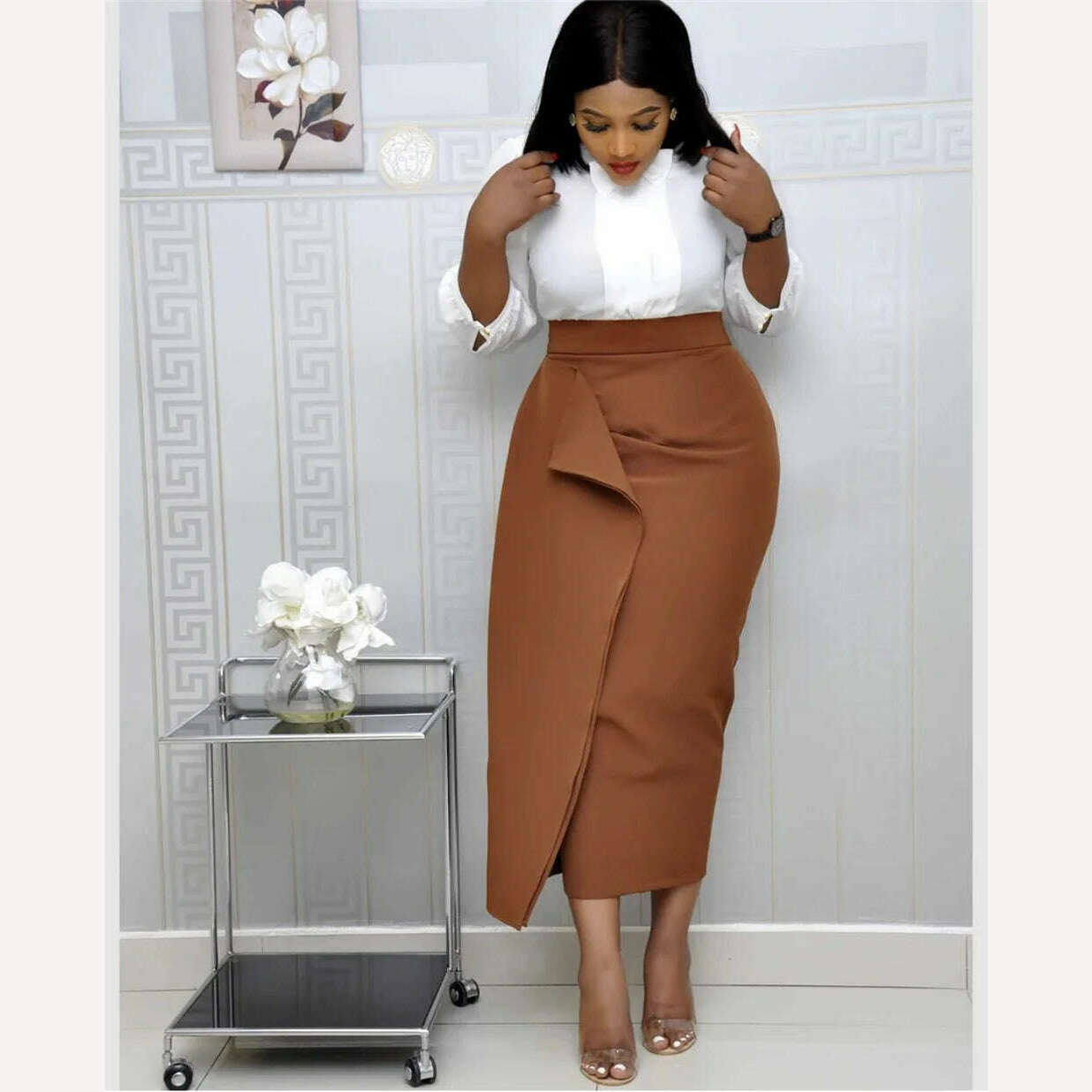 KIMLUD, High Waist Skirt Elegant Women Slim Fit Sexy Bodycon Black Big Size Pencil Skirt Party Fashion Stylish Jupes Ladies Officewear, KIMLUD Womens Clothes