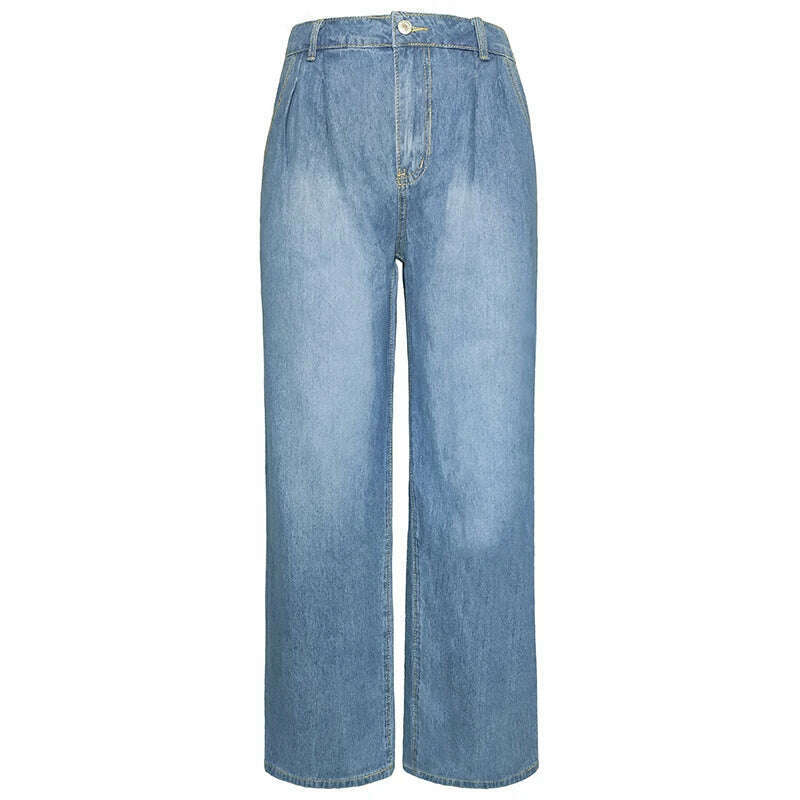 KIMLUD, High Waist Women Jeans 2022 Autumn New Fashion Retro Flared Pants Loose Casual Wide Leg Pants Women's Street Pants, KIMLUD Womens Clothes