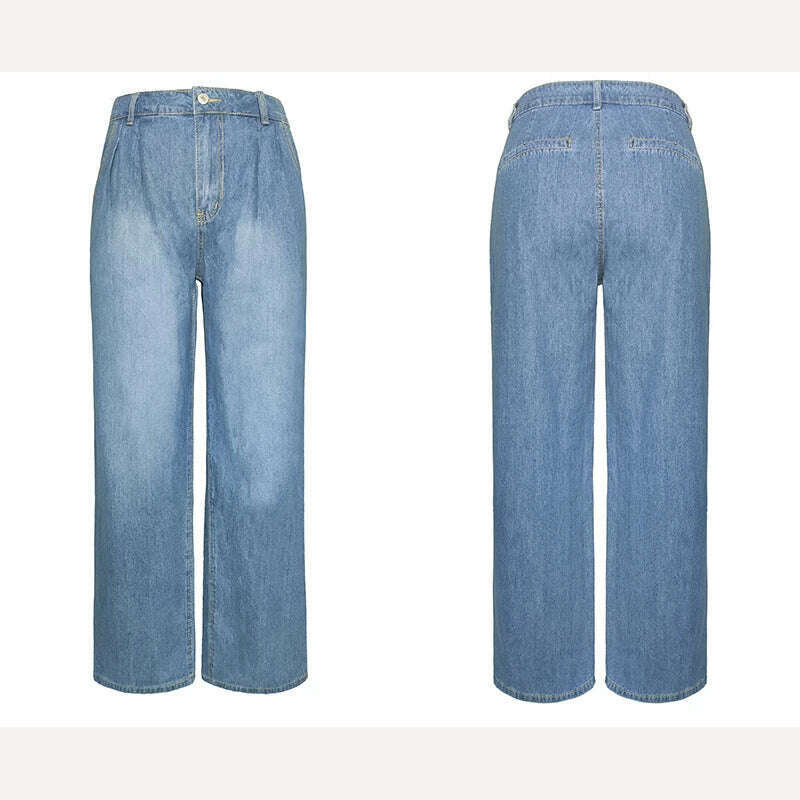 KIMLUD, High Waist Women Jeans 2022 Autumn New Fashion Retro Flared Pants Loose Casual Wide Leg Pants Women's Street Pants, KIMLUD Womens Clothes