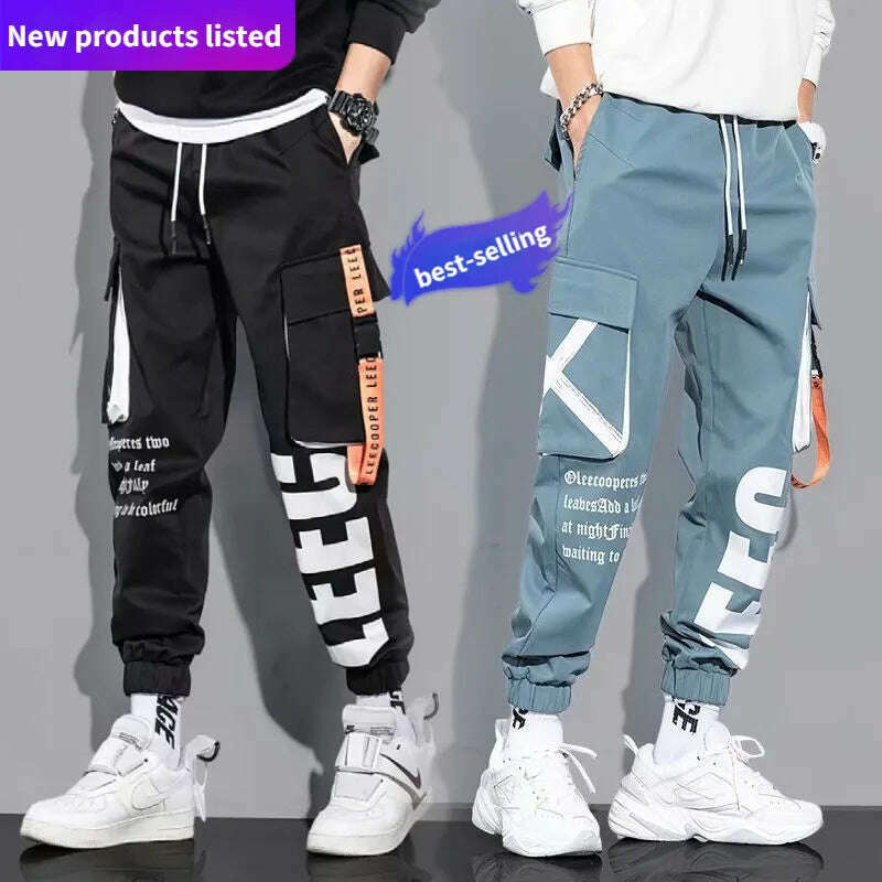 KIMLUD, Hip Hop Cargo Pants Men Streetwear Cotton Joggers Fashion Sweatpants Male Casual Harem Trousers Summer Harajuku Pants Men Women, KIMLUD Womens Clothes