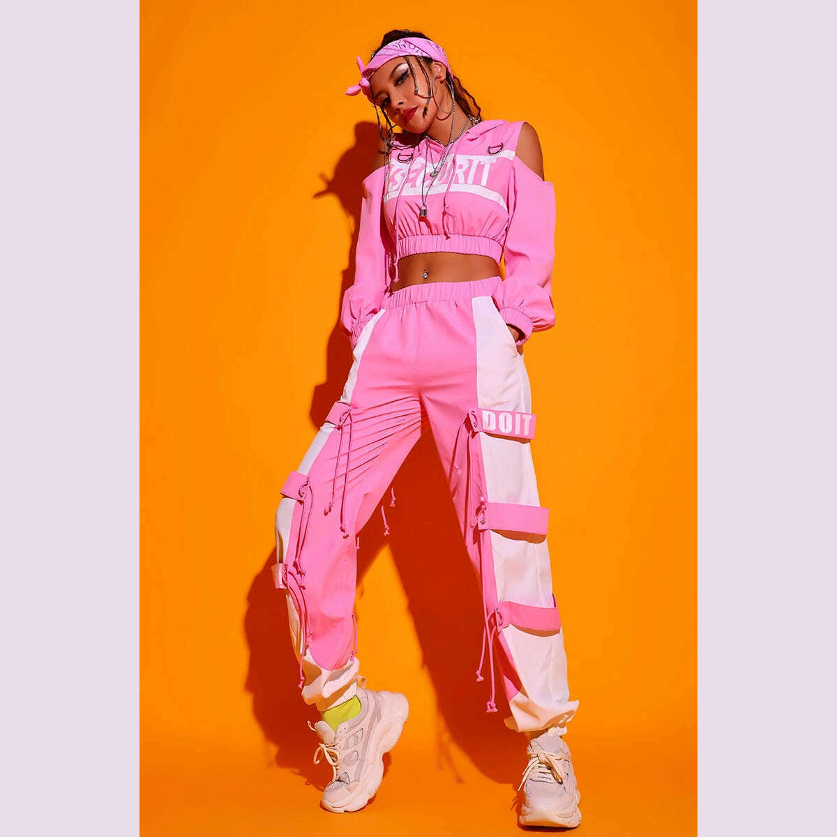 KIMLUD, Hip Hop Dance Clothes For Adult Jazz Dance Wear Pink Dancer Outfit Designer Clothes Stage Costume Sexy DJ DS Clothing, KIMLUD Womens Clothes