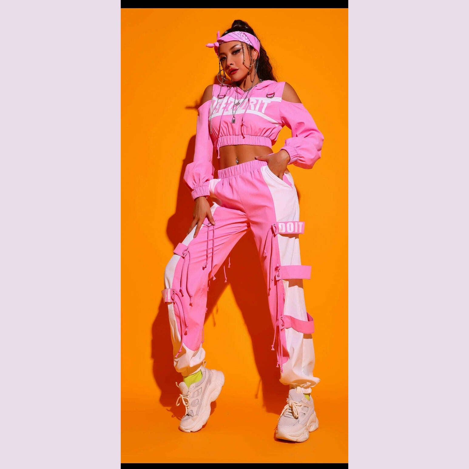 KIMLUD, Hip Hop Dance Clothes For Adult Jazz Dance Wear Pink Dancer Outfit Designer Clothes Stage Costume Sexy DJ DS Clothing, KIMLUD Womens Clothes