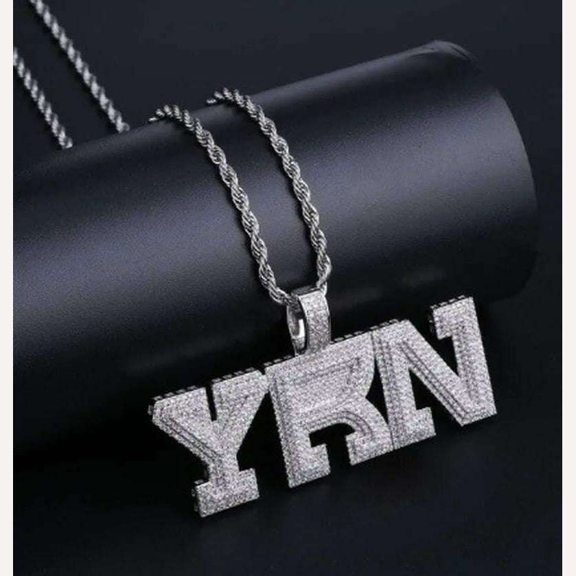 KIMLUD, Hip Hop Ice Out Alphabet Savage Pendant Necklace Cool Men Women Hip Hop Rock Rap Jewelry Gifts, 7125-Silver, KIMLUD Womens Clothes