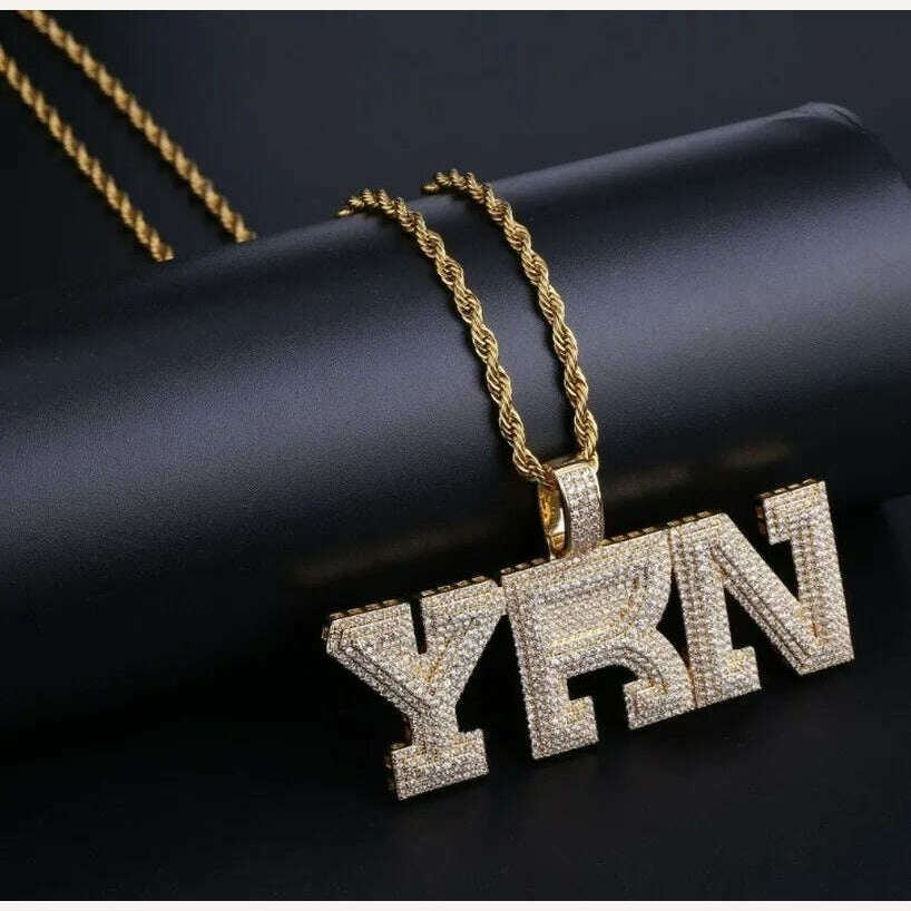 Hip Hop Ice Out Alphabet Savage Pendant Necklace Cool Men Women Hip Hop Rock Rap Jewelry Gifts - KIMLUD
