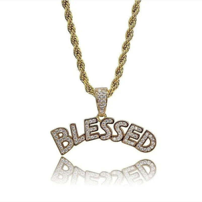 Hip Hop Ice Out Alphabet Savage Pendant Necklace Cool Men Women Hip Hop Rock Rap Jewelry Gifts - KIMLUD