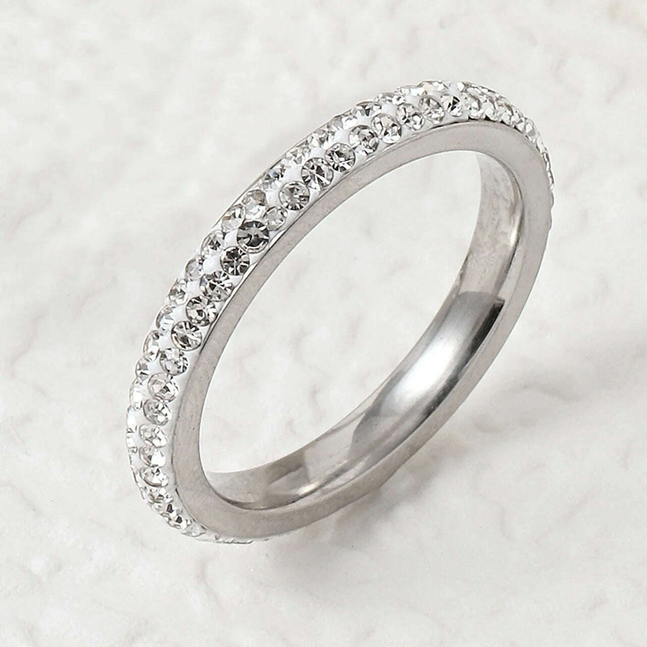 Hip Hop Iced Out CZ Titanium Steel Rings for Men Women Delicate Punk Chunky Finger Ring Hippie Rapper's Fashion Jewlery KBR116 - KIMLUD