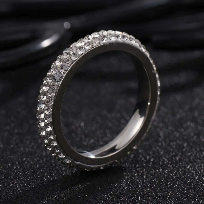 Hip Hop Iced Out CZ Titanium Steel Rings for Men Women Delicate Punk Chunky Finger Ring Hippie Rapper's Fashion Jewlery KBR116 - KIMLUD